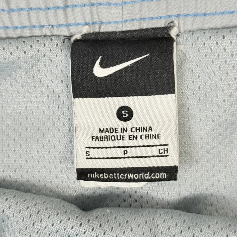 Nike Mens Blue Heathered Swim Trunks Large Swoosh Logo Board Shorts Size S